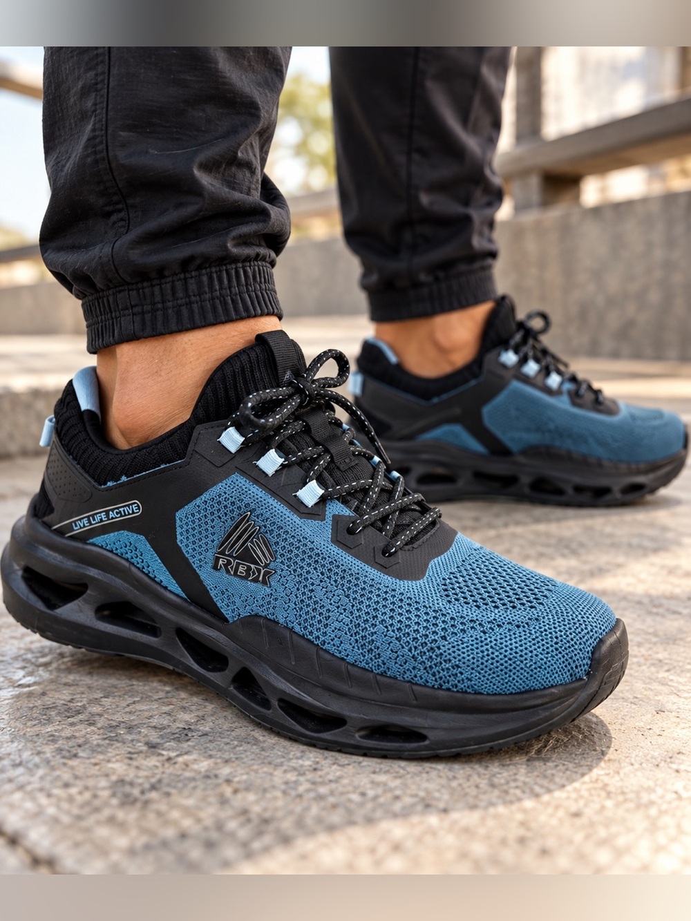 RBX Live Life Active Men’s Athletic Running Shoes Blue Black Size 13 Mesh Sneake
